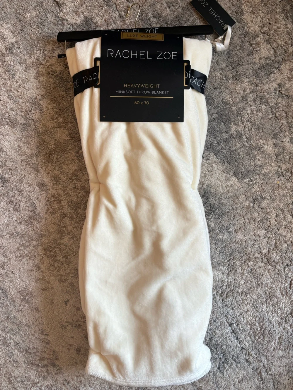 Rachel Zoe Cream Plush Minksoft Throw Blanket 60 x 70”